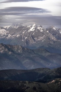 Hochvenediger, Evening mood, Silhouettes, Dramatic mountain landscape, View from Hochkönig,