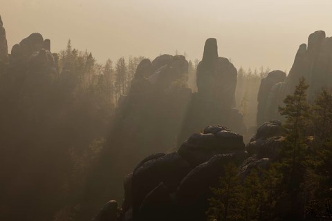 Schrammsteine in Saxon Switzerland, sunset