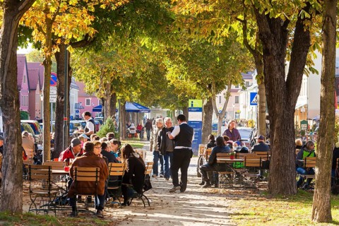 Altkötzschenbroda village green with numerous restaurants and quaint pubs