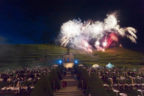Summer night ball at Wackerbarth Castle. Schloss Wackerbarth or Wackerbarths Ruh' is a baroque