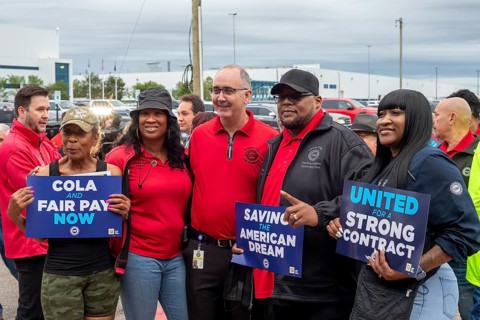 Sterling Heights, Michigan USA, 12 July 2023, United Auto Workers President Shawn Fain began