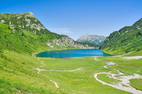 View of the Tappenkarsee, Maierkogel, mountain lake, Radstätter Tauern, landscape conservation