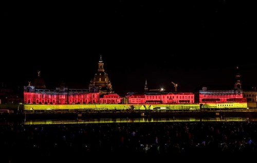 Light and Fire Shohw for the Day of German Unity in Dresden