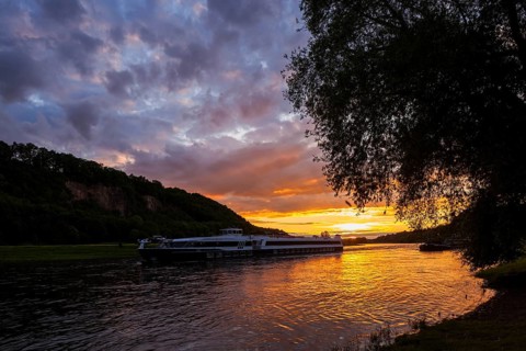 Evening atmosphere on the Elbe in Meissen
