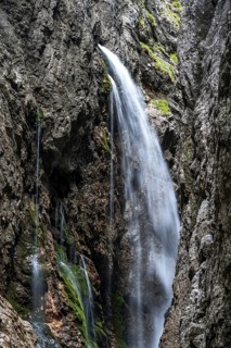 Waterfall, Hammersbach flows through Höllentalklamm, near Garmisch-Partenkirchen, Werdenfelser