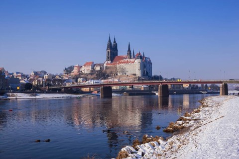 Winter atmosphere in Meissen with Albrechtsburg Castle