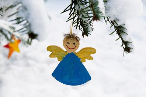 Snowy angel figures, Glottertal, Black Forest, Baden-Württemberg, Germany, Europe