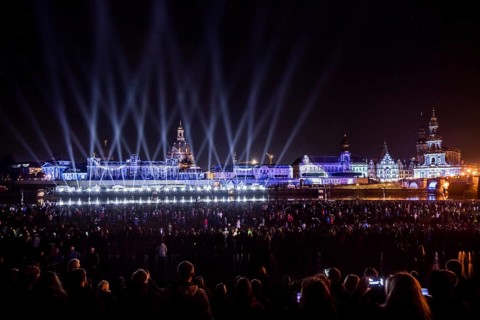 Light and Fire Shohw for the Day of German Unity in Dresden