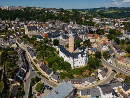 Wildeck Castle is a former hunting lodge in Zschopau in Saxony. It stands on a rocky spur in the