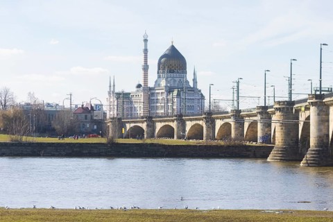 Elbe with Marienbrücke and Yenidze