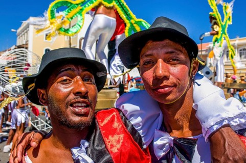 Young, costumed people have fun at Carnival. Mindelo. Cabo Verde. Africa