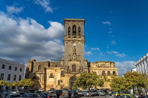 The Basilica of Santa MarÃ­a de la Asuncion in Arcos de la Frontera, Andalusia, Spain, Europe