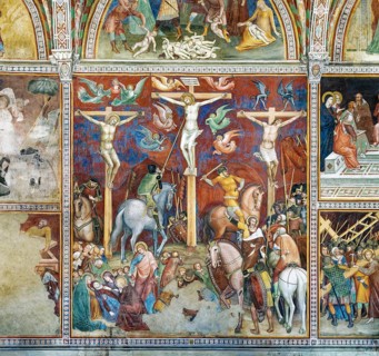Fresco, Crucifixion of Jesus Christ, painters Lippo and Federico Memmi, Collegiata di Santa Maria