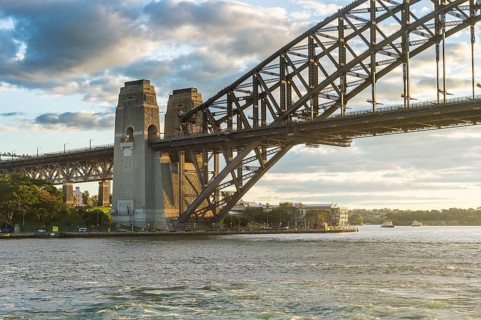Sydney harbour bridge at sunset, Sydney, New South Wales, Australia, Oceania