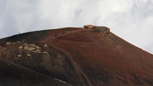 Crateri Silvestri, upper crater, visitor small, Etna, volcano, Eastern Sicily, Sicily, Italy,