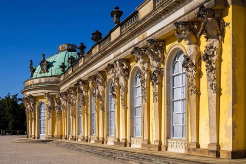 Sanssouci Palace, Royal Summer Palace with 18th century furniture and famous vineyard terraces