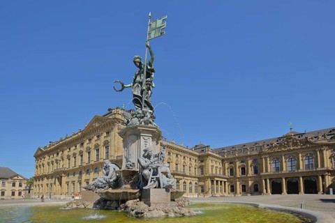 Frankonia Fountain with Frankonia Statue, Franconian Patroness with Flag and Allegory for