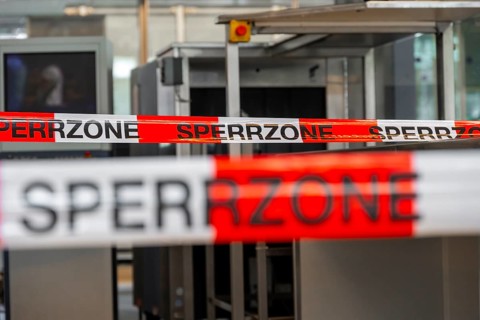 Restricted zone, barrier tape at Munich Airport