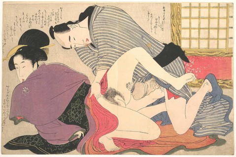 Eroticism in Japan in the 19th century, Illustration of a couple having sex, Historic, digitally