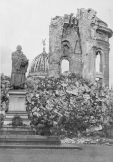 Luther Monument in front of the Ruins of the Dresden Church of Our Lady