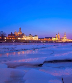 Ice drift on the Elbe in Dresden
