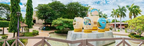 Beautiful panoramic view of the central park of Nagarote, Nicaragua. Panoramic view of a beautiful