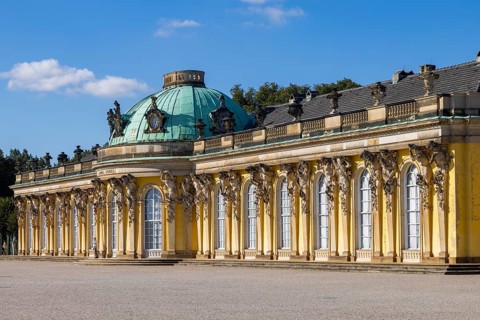 Sanssouci Palace, Royal Summer Palace with 18th century furniture and famous vineyard terraces