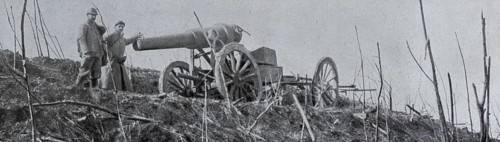 Abandoned German 150 cannon, April 1917, Aisne department, Hauts-de-France Region, France, Europe