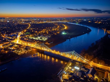 Elbe Bridge Blue Wonder in the Evening