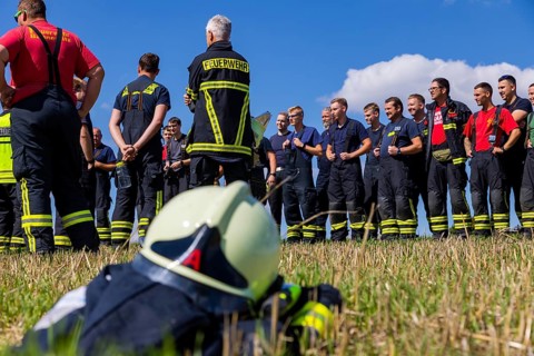 During controlled field fires, the firefighters were able to test various extinguishing methods,