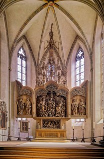 Altarpiece, Coronation of Mary by Jesus and God the Father, carved altar of the Breisach Madonna,
