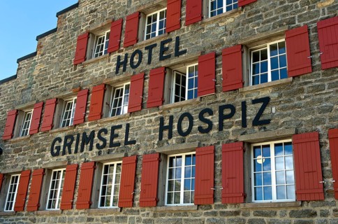 Historic Alpine Hotel Grimsel Hospiz on the Grimsel Pass, Guttannen, Bernese Oberland, Switzerland,