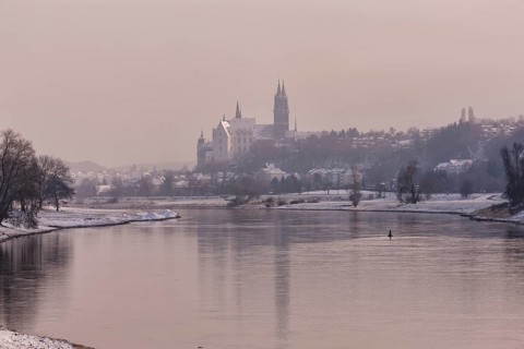Winter atmosphere in Meissen with Albrechtsburg Castle