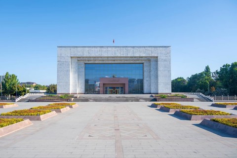 State Historical Museum modelled on a traditional epic, Ala-Too Square, Bishkek, Kyrgyzstan, Asia