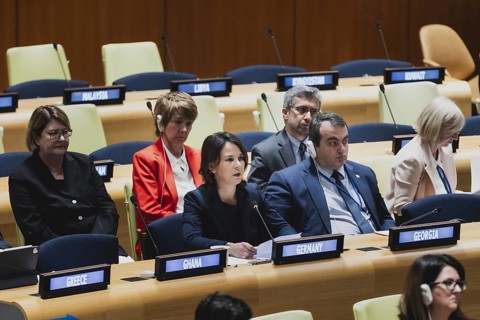 Annalena Bärbock (Bündnis 90 Die Grünen), Federal Minister for Foreign Affairs, recorded in the