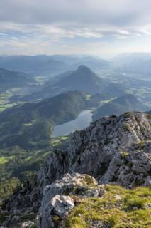 Hintersteiner Lake in the mountains, view from Schaffauer, Wilder Kaiser, Tyrol, Austria, Europe