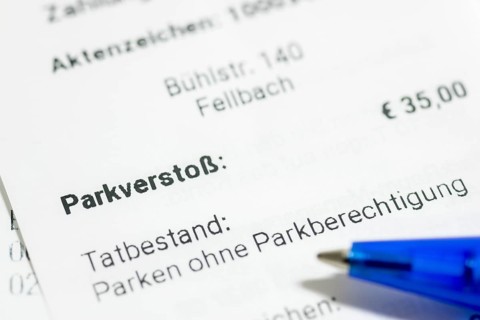 Ticket, parking offence, parking ticket, demand for payment, pen, Baden-Württemberg, Germany,