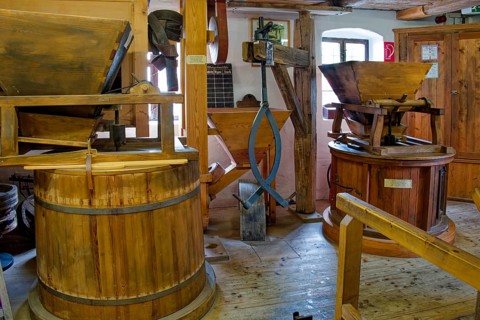 Museum water mill Höfgen near Grimma, interior, Saxony, Germany, Europe