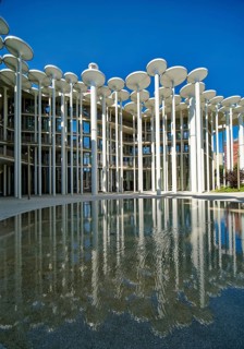 Säulengarten, SAB Forum, new building Sächsische Aufbaubank, Leipzig, Saxony, Germany, Europe