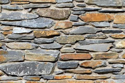Stone wall made of slate rock, Eastern Eifel, Rhineland-Palatinate, Germany, Europe