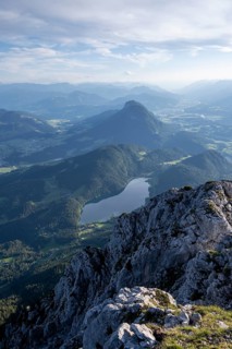 Evening mood View from Scheffauer on Hintersteiner See and Inntal, Kaisergebirge, Wilder Kaiser,