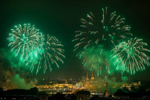 Fireworks over the Old Town of Dresden