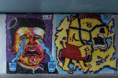Graffiti on a subway, Lahr, Baden-Württemberg, Germany, Europe