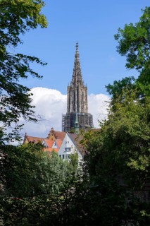 City view, historical old town, fishermen's quarter, cathedral, Ulm, Baden-Württemberg, Germany,