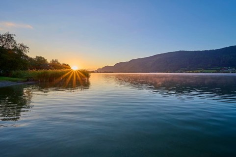 Lakeside, Sky, Sunrise, Summer, Steindorf am Lake Ossiach, Lake Ossiach, Carinthia, Austria, Europe