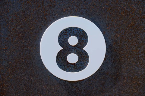House number, 8, iron, rust, Ossiach, Lake Ossiach, Carinthia, Austria, Europe