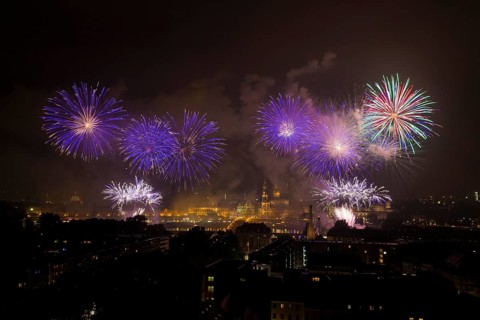 Fireworks over the Old Town of Dresden