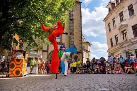 Actors, artists, clowns, fire artists and music bands transformed the city centre into a large