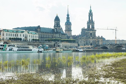 Dresden on the banks of the Elbe in midsummer heat, Elbe level still normal after local downpours