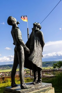 The Stargazers in front of the observatory in Radebeul, The sculptor Walter Howard created the